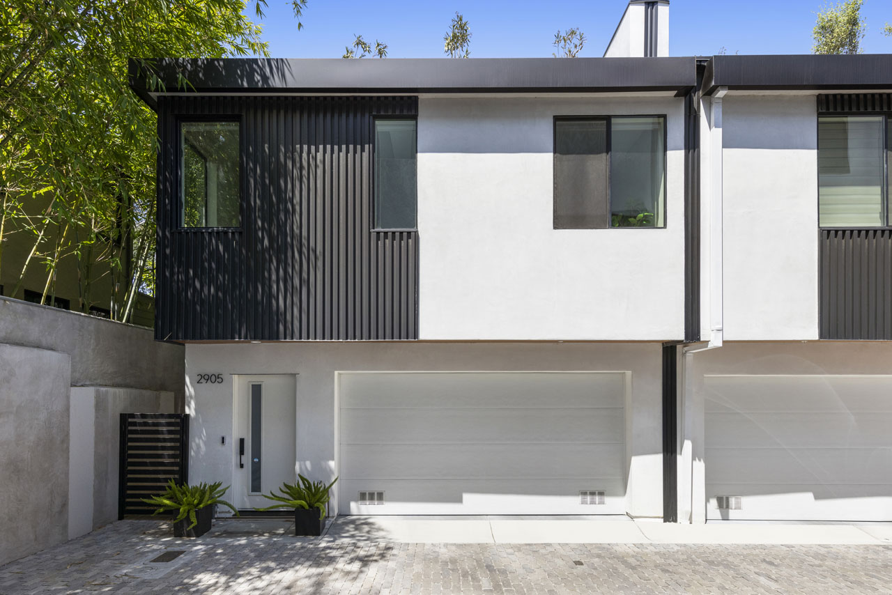 exterior of a white and black contemporary home