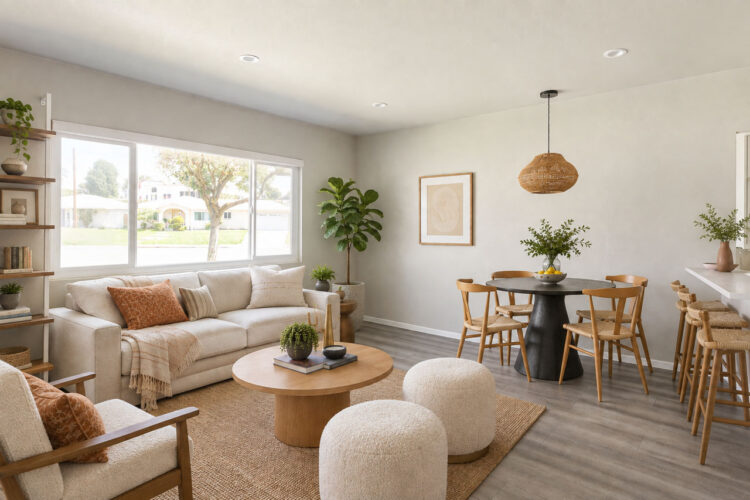 13484 Meyer Rd #16 Whittier Townhome interior image showing a couch and dining area